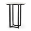 Tanner 32'L x 32'W Pedestal Dining Table | White Marble & Black Metal | Seats 2, by Mercana, 32" length x 32" width x 36" height thumbnail 1