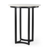 Tanner 32'L x 32'W Pedestal Dining Table | White Marble & Black Metal | Seats 2, by Mercana, 32" length x 32" width x 36" height thumbnail 1