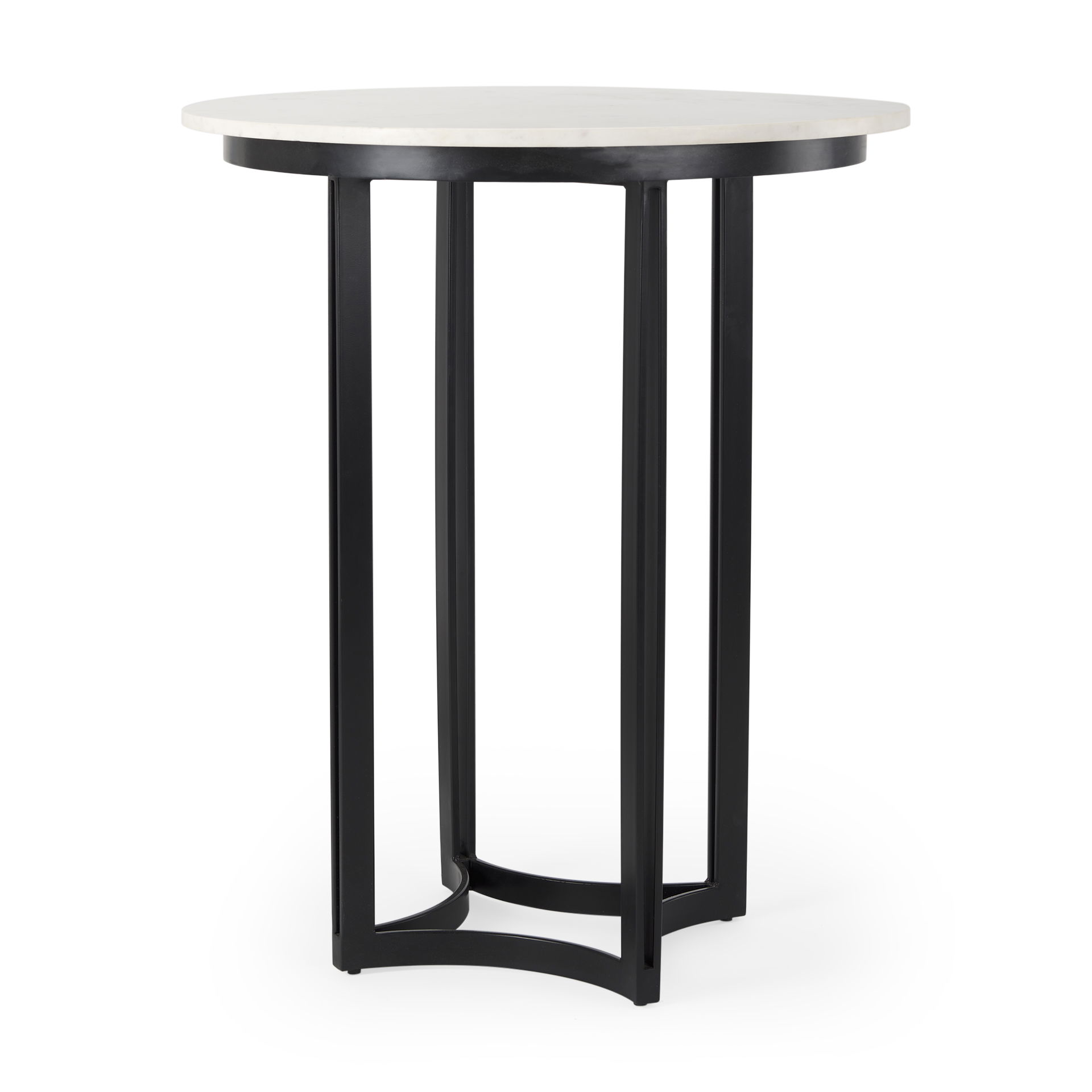 Tanner Marble & Matte Black Bistro Table, Dining Table by Mercana, 32" length x 32" width x 36" height View 1