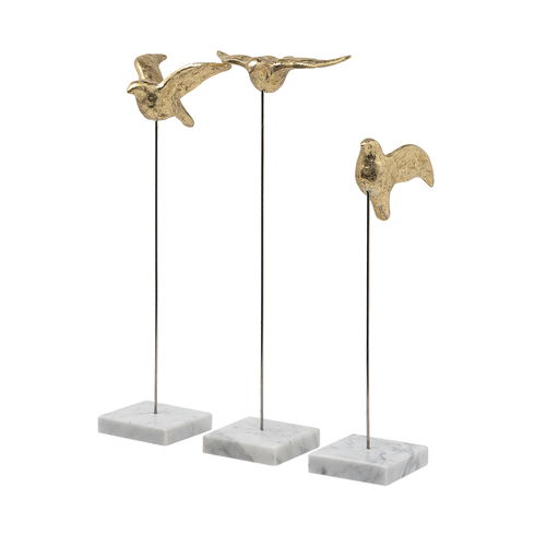 Aya Set of 3 11L x 4W Gold Metal Decorative Birds