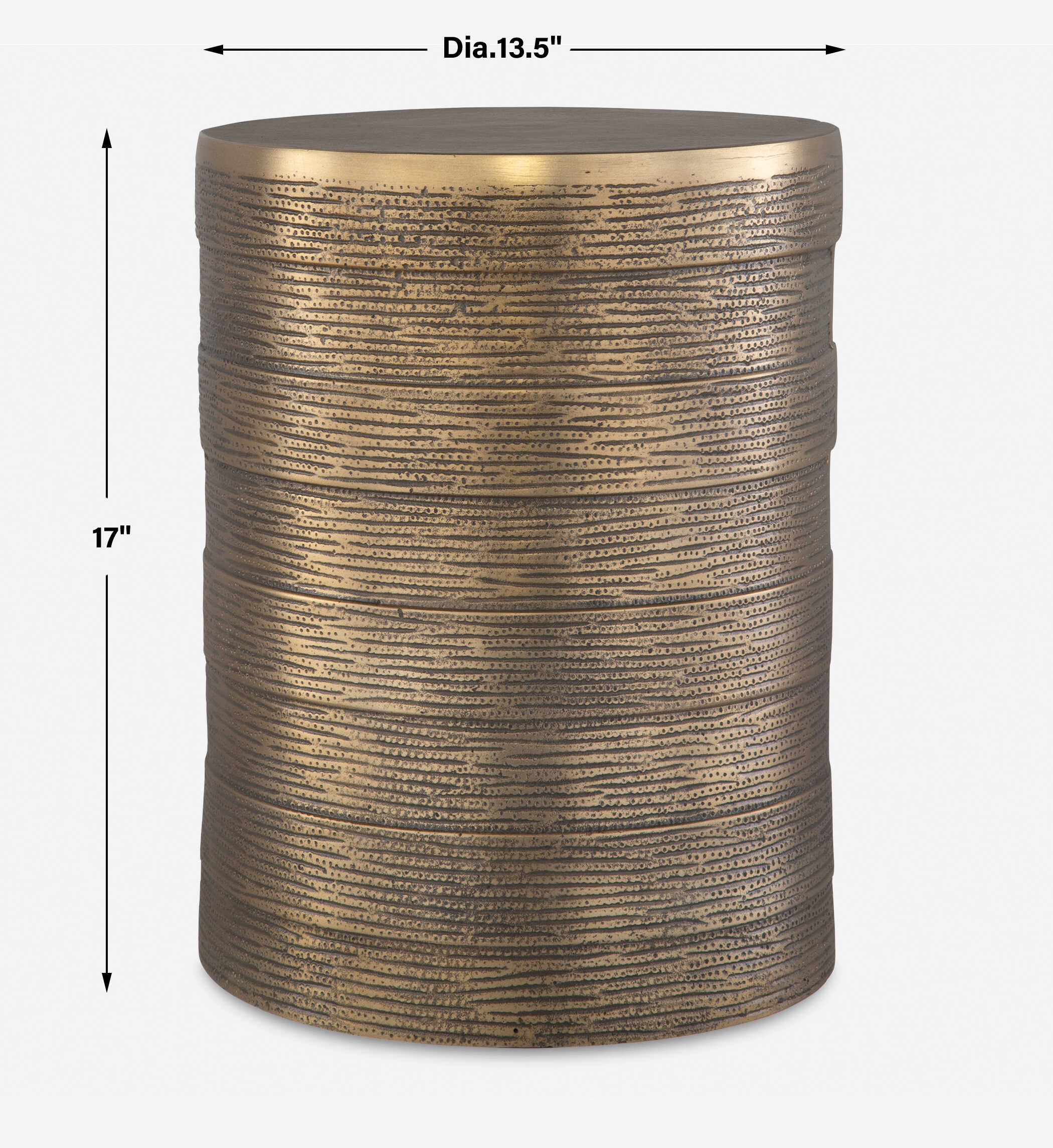 Odin Antique Brass Accent Table, Furniture by Uttermost, 13.5" width x 17" height x 13.5" depth View 3