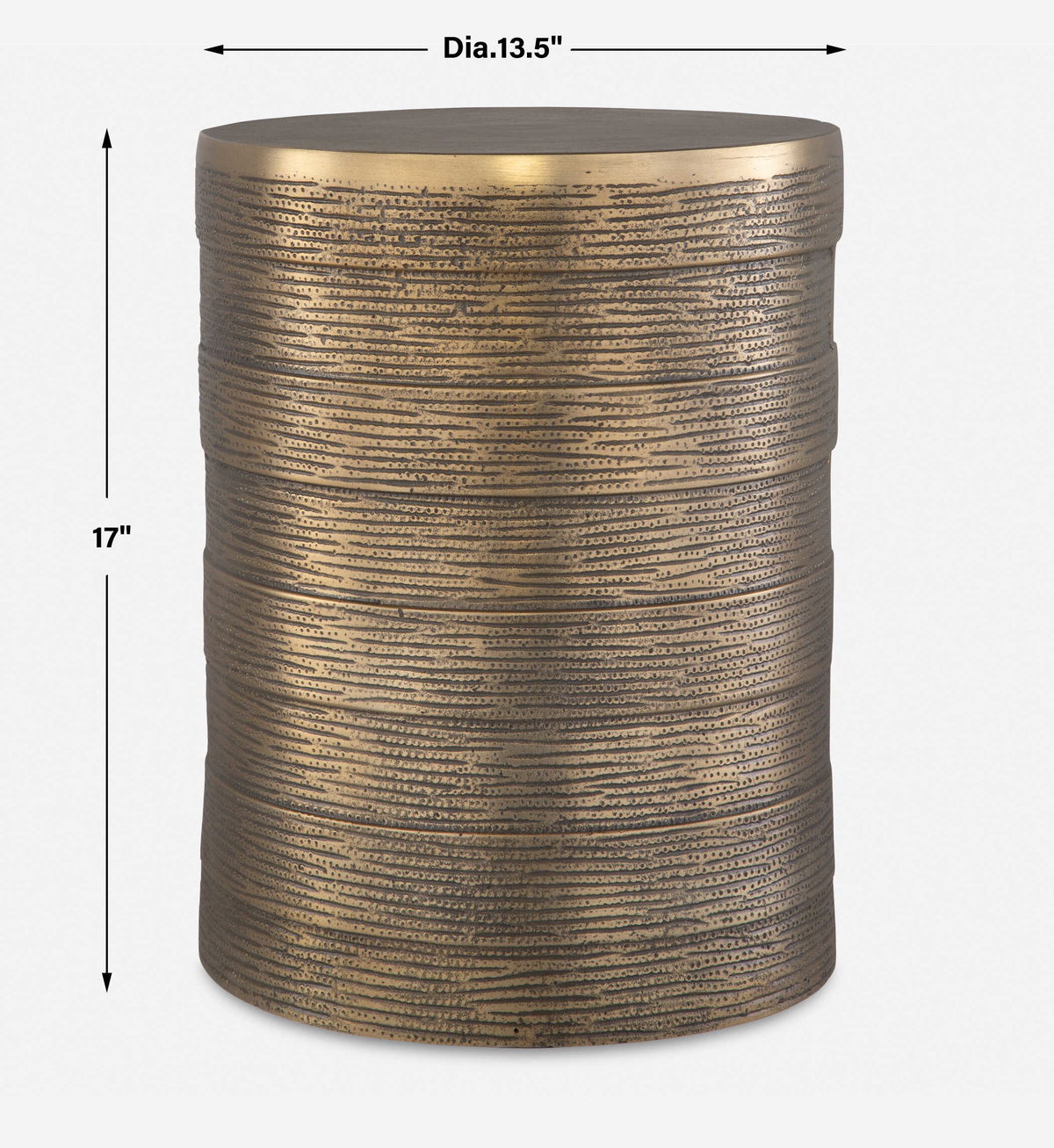 Odin Antique Brass Accent Table, Side & End Table by Uttermost, 13.5" width x 17" height x 13.5" depth View 3