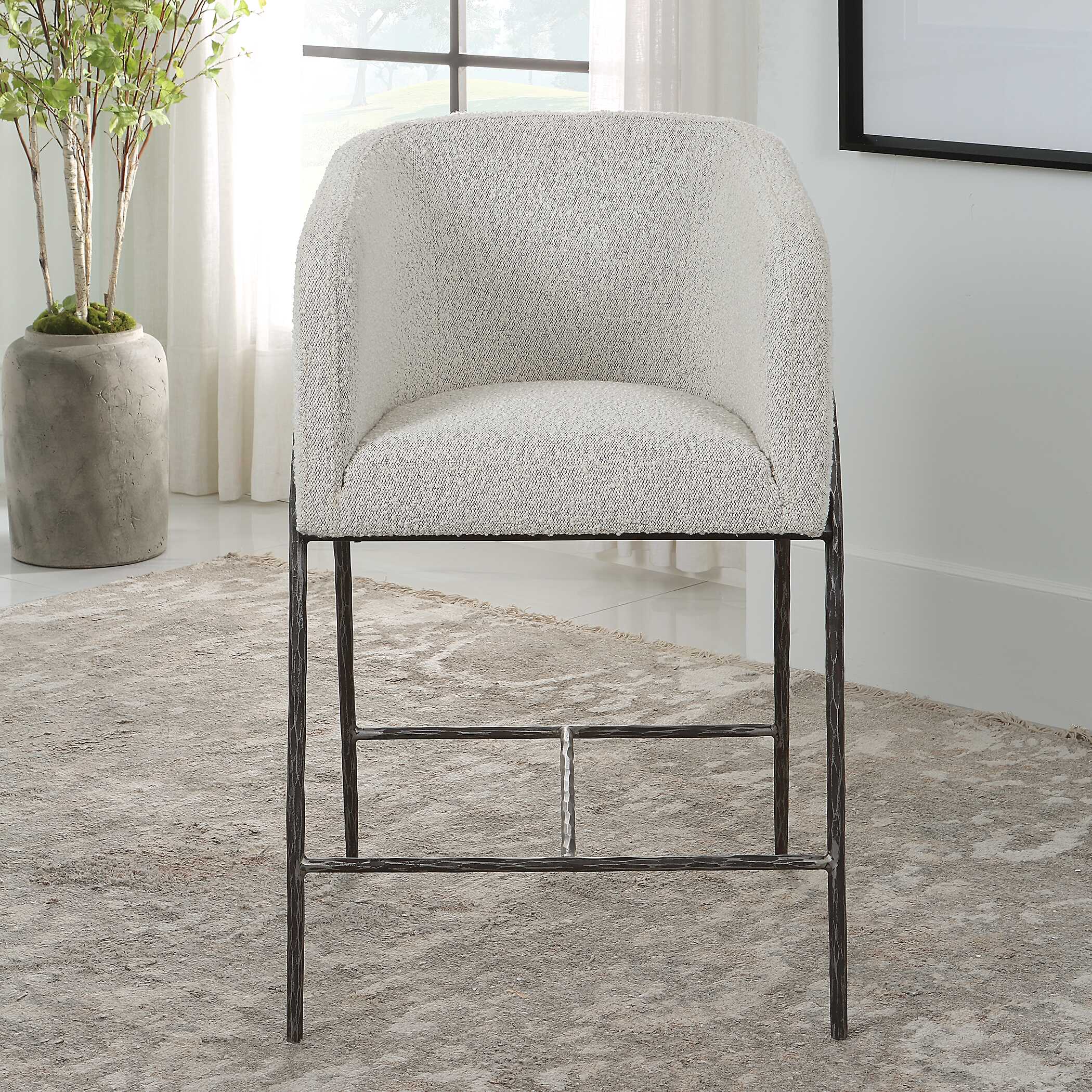 Jacobsen Gray 27' Counter Stool, Furniture by Uttermost, 23" width x 38.5" height x 23" depth View 4