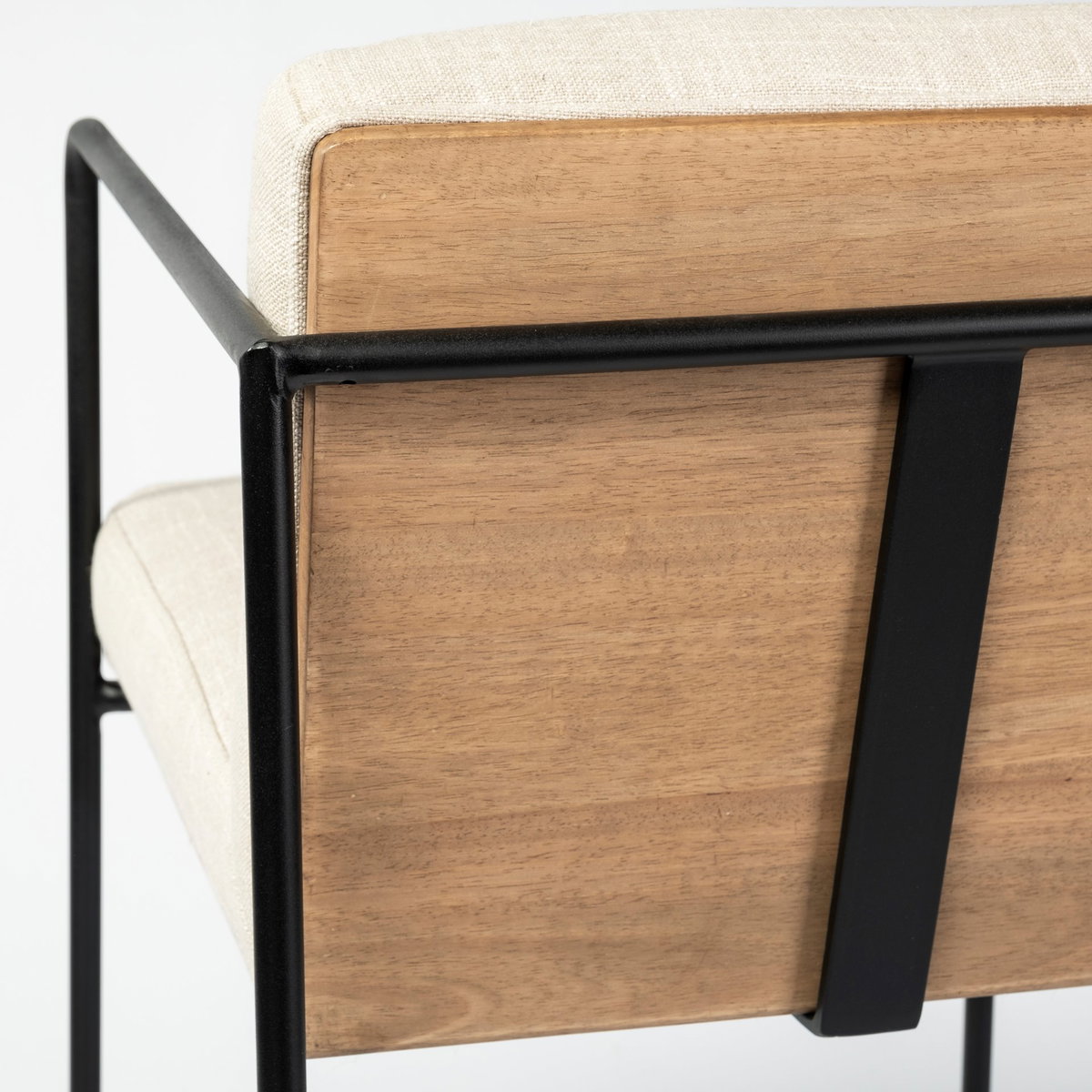 Stamford Backless 40in Seat Bar Stool | Beige Fabric with Black Metal, Counter & Bar Stool by Mercana, 18.25" length x 22.5" width x 40" height View 10
