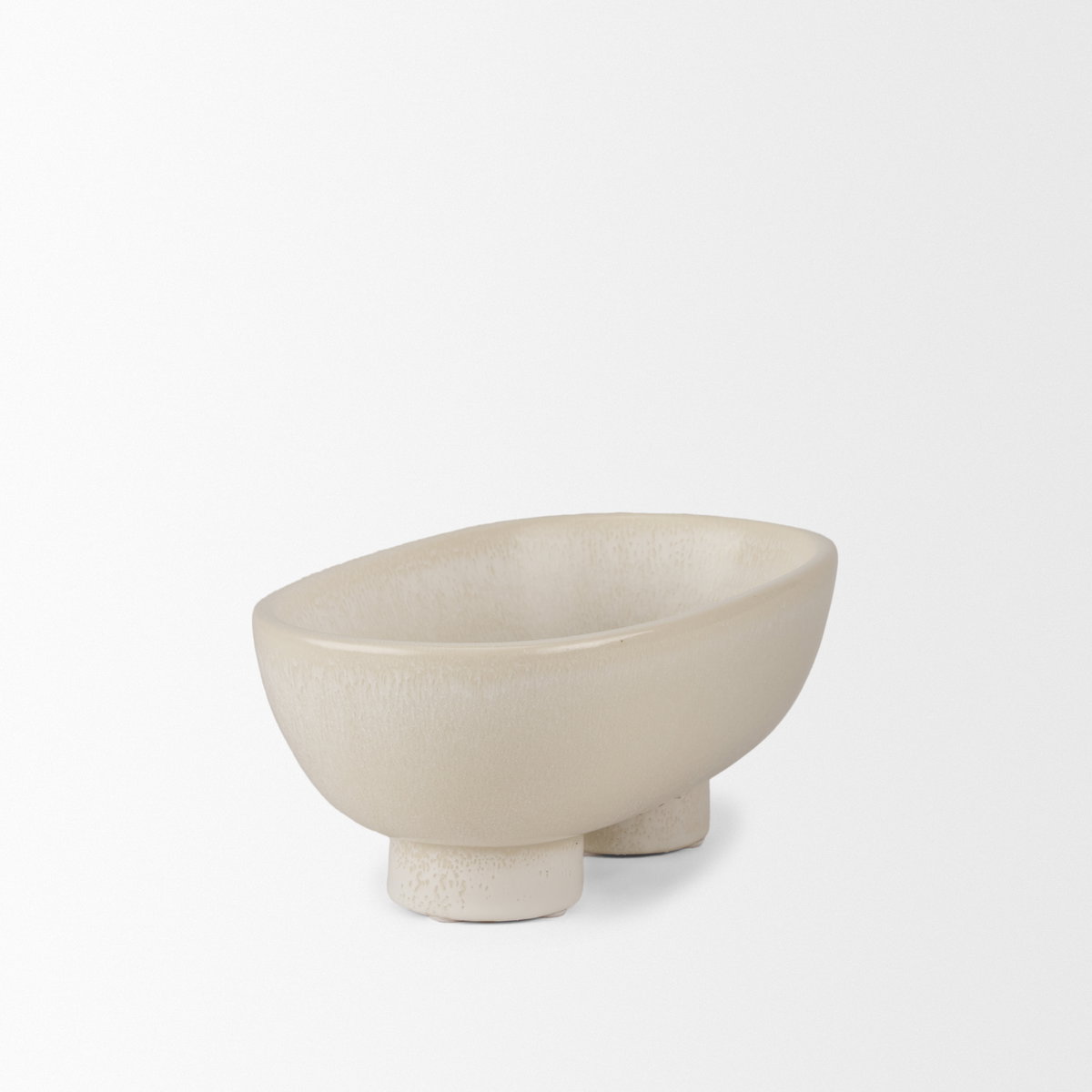 Tyren Cream Glazed Decorative Oblong Ceramic Bowl, Decorative Bowl by Mercana, 12.01" length x 7.68" width x 4.92" height View 7