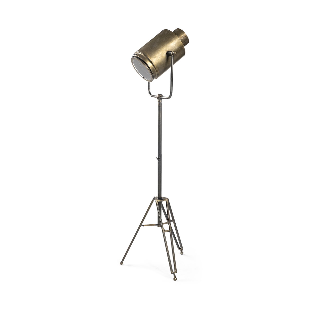 Debdou (61'H) Gold Metal Adjustable Cinema-Style Floor Lamp, by Mercana, 22" length x 22" width x 61" height View 1