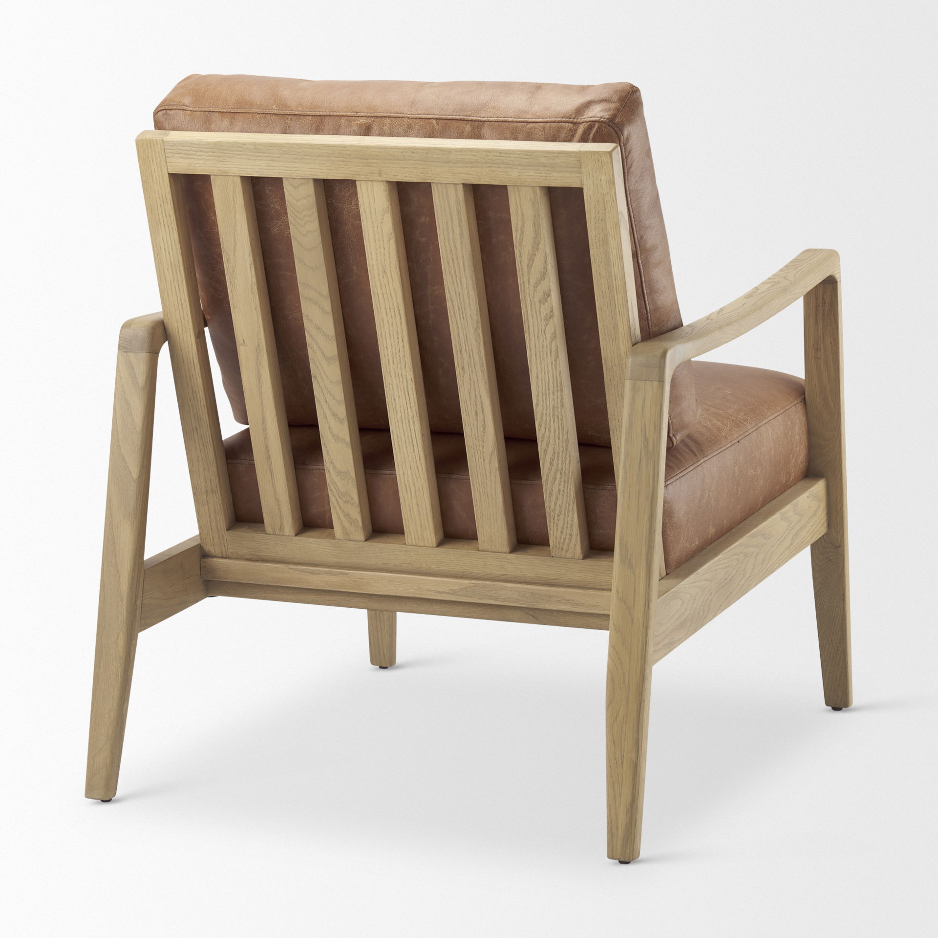 Raeleigh Tan Faux Leather Accent Chair, by Mercana, 27.95" length x 34.06" width x 34.45" height View 7