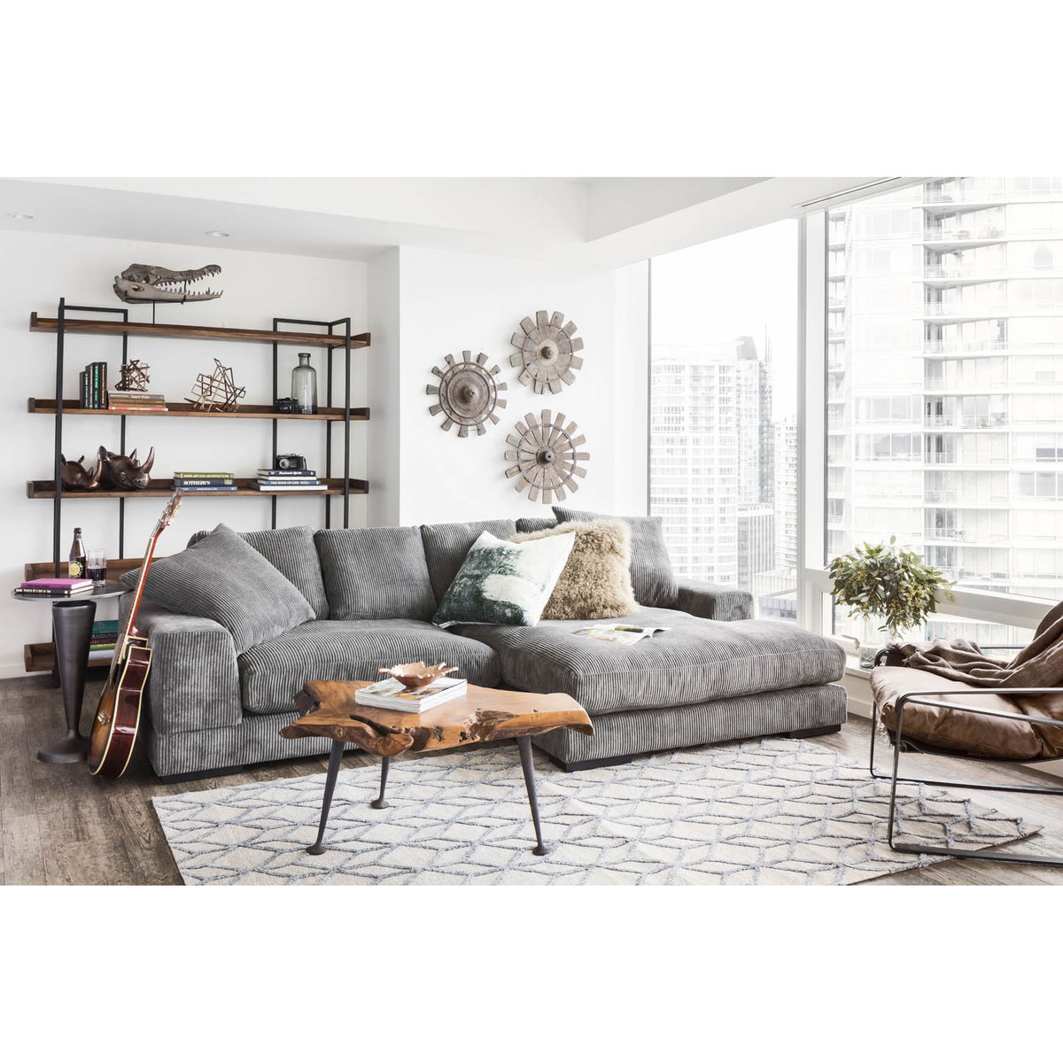 Vancouver Bookshelf Large Light Brown, Shelving & Bookcase by Moe's Home, 68" width x 75.5" height x 13.5" depth View 4