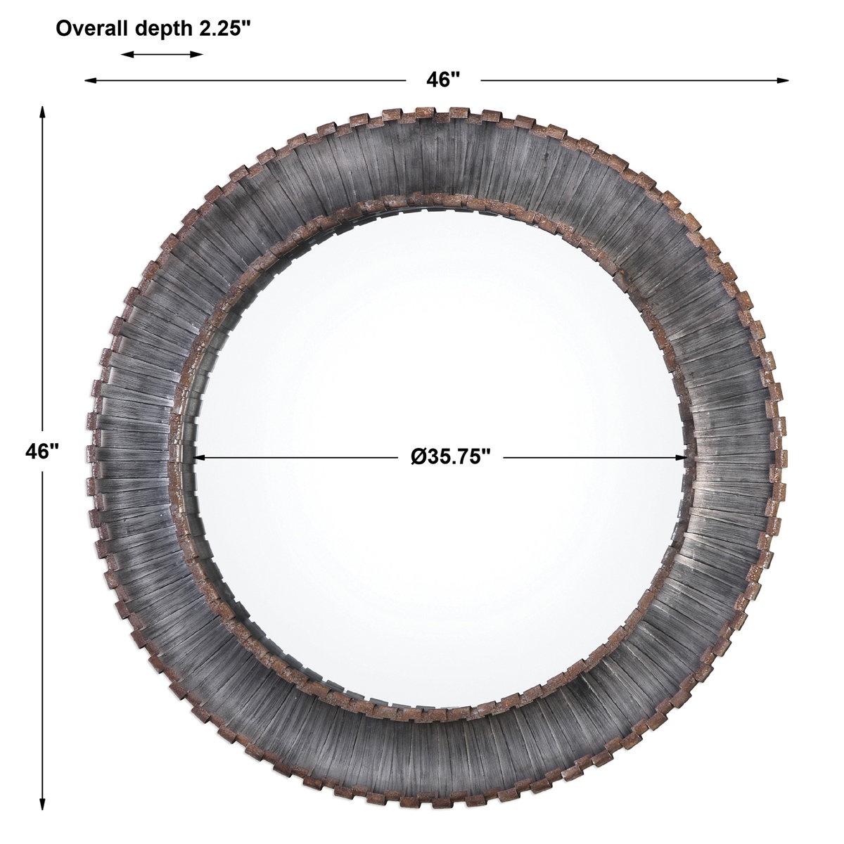 Tanaina Silver Round Mirror, by Uttermost, 3'10" width x 3'10" height x 2.25" depth View 3