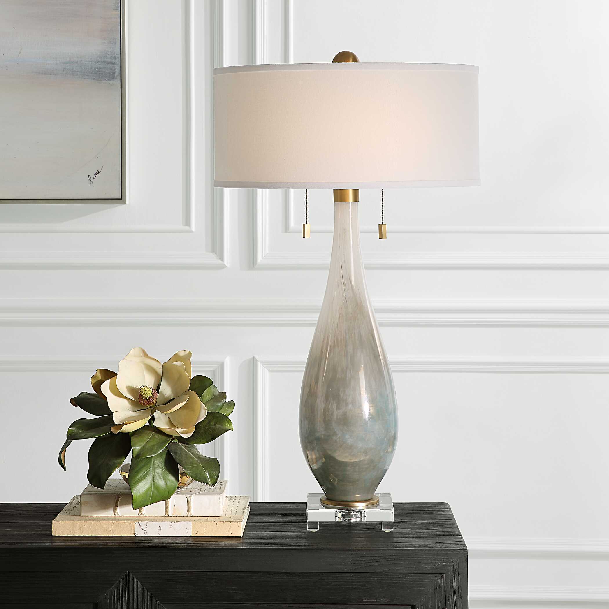Cardoni Bronze Glass Table Lamp, by Uttermost, 18" width x 32.25" height x 18" depth View 2