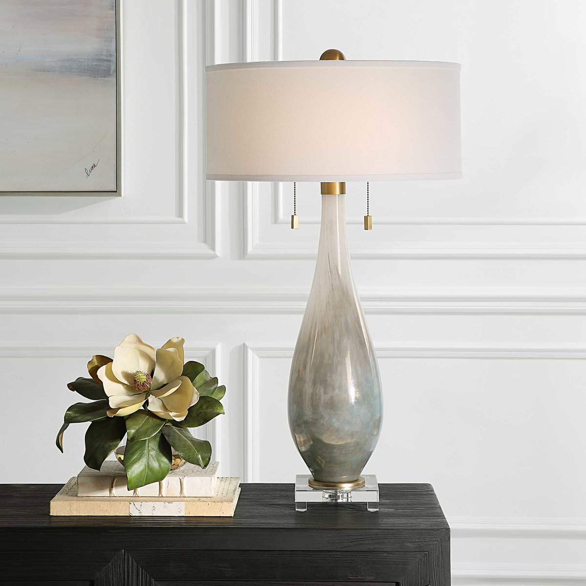 Cardoni Bronze Glass Table Lamp, by Uttermost, 18" width x 32.25" height x 18" depth View 2