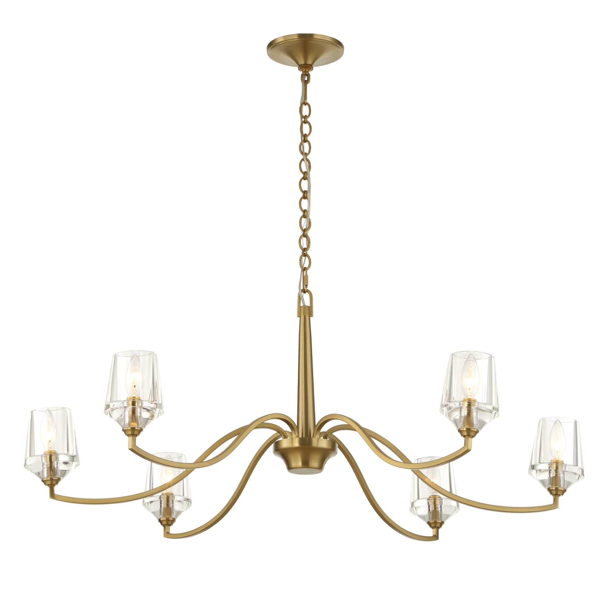 Barcelona 6 Light Brass Chandelier, Ceiling Light by Uttermost, 15.5" height x 40.25" diameter View 7