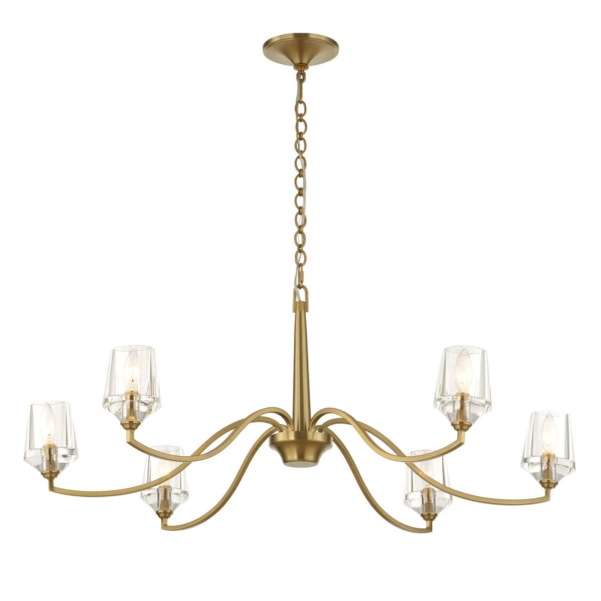 Barcelona 6 Light Brass Chandelier, Pendant by Uttermost, 15.5" height x 40.25" diameter View 7