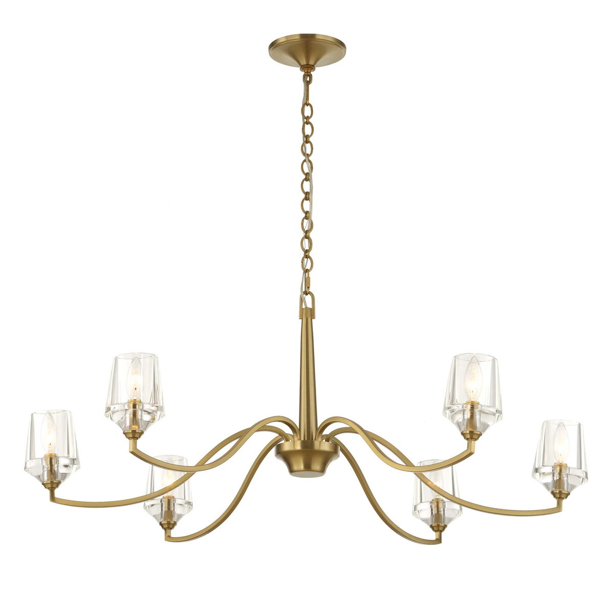 Barcelona 6 Light Brass Chandelier, Pendant by Uttermost, 15.5" height x 40.25" diameter View 7