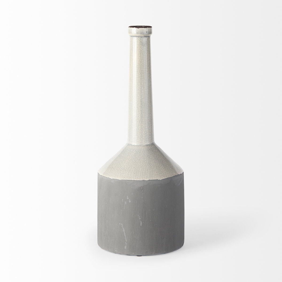 Burton 16.7H Large Two Tone Gray Ceramic Jug Vase, Decorative Jar by Mercana, 6.3" length x 6.3" width x 15.75" height View 4