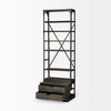 Brodie VII 32L x 22W x 94H Brown Wood Gun-Metal Bracing Four Shelf Shelving Unit thumbnail 4