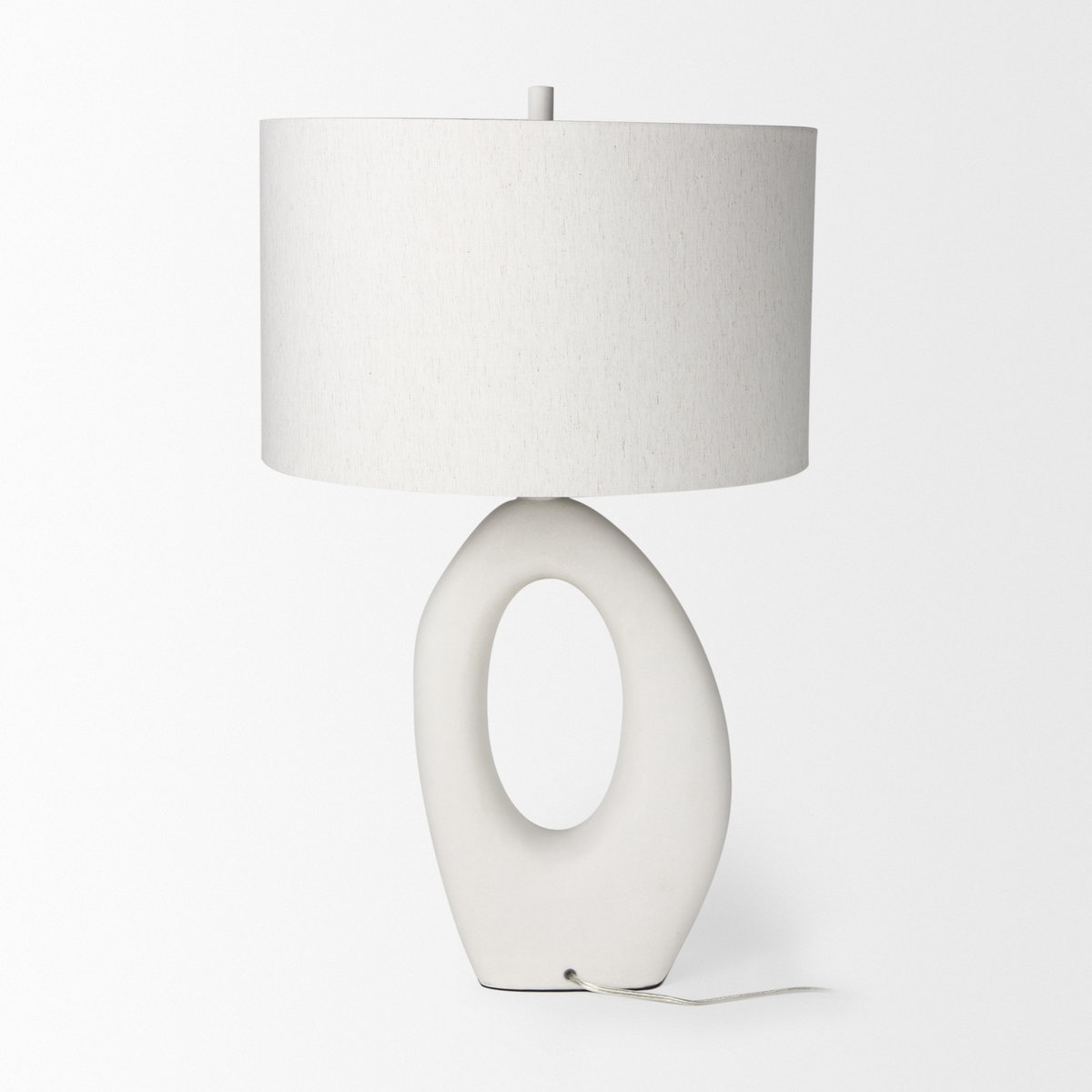Tao 20.0L x 20.0W x 33.0H Cream Base with White Shade Table Lamp, by Mercana, 18" length x 18" width x 31.3" height View 5