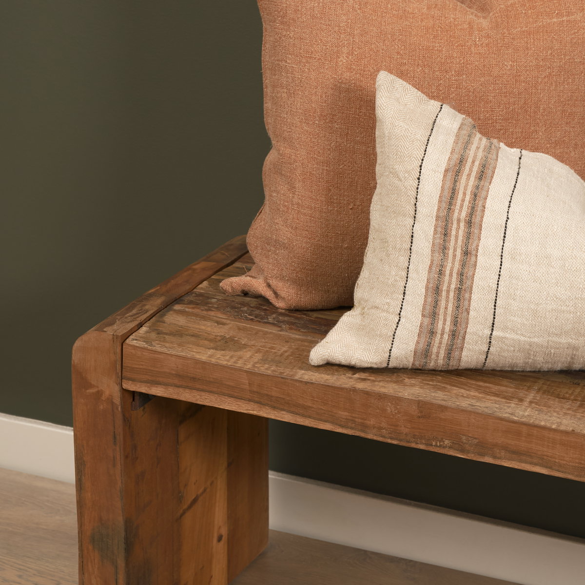 Estelle Rustic Brown Reclaimed Wood Bench, Benche by Mercana, 55" length x 16" width x 18" height View 3