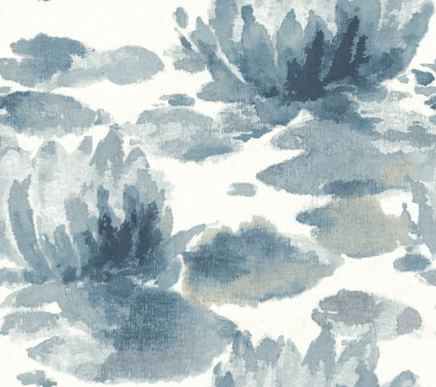 Water Lily Dark Blue Wallpaper