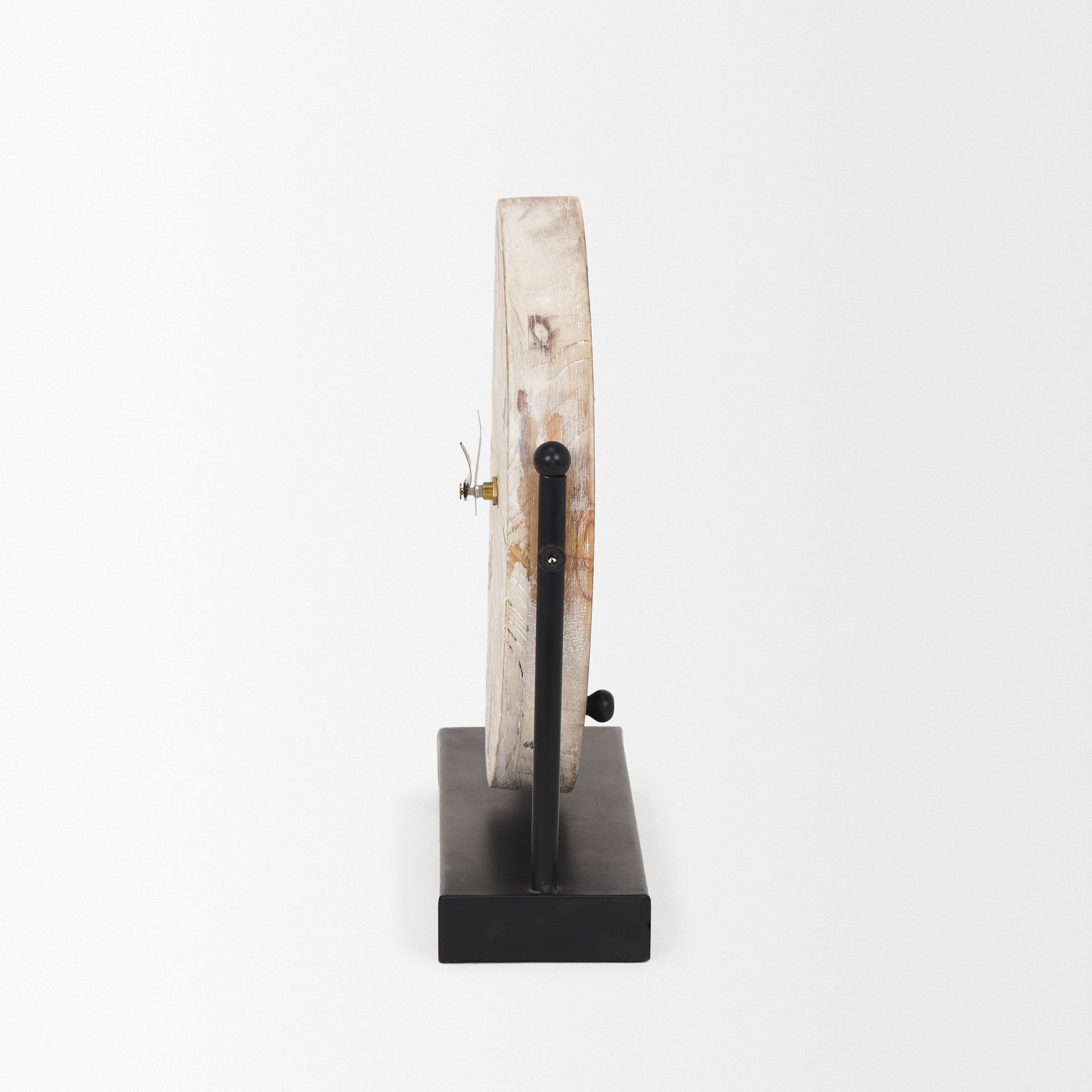 Raja Matte Black Metal with Wood Table Clock large image 