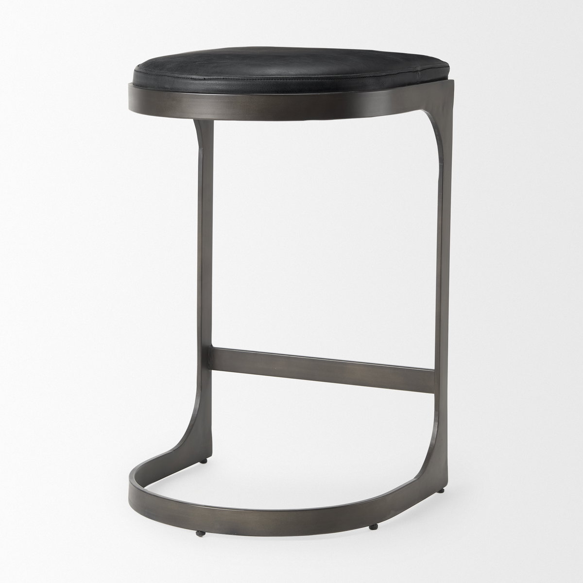 Tyson Backless 28in Seat Bar Stool | Black Leather with Black Metal, Counter & Bar Stool by Mercana, 17.25" length x 17.5" width x 28" height View 6