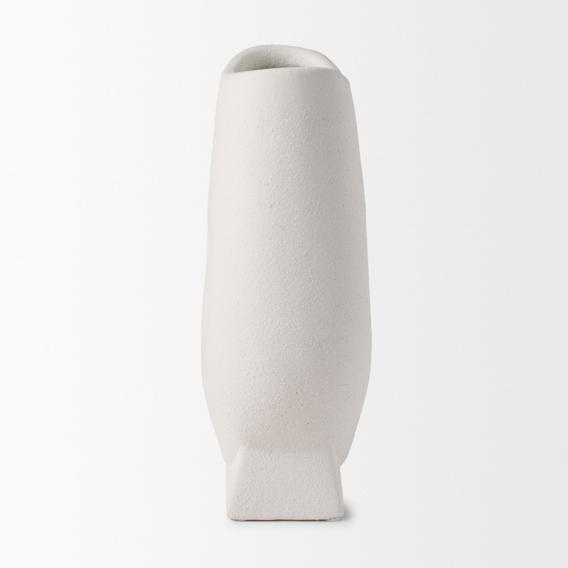 Darian Tall Textured Matte White Ceramic Vase, by Mercana, 5.71" length x 3.94" width x 11.02" height View 7