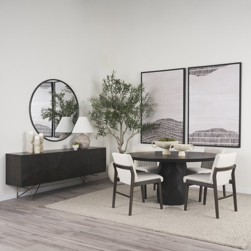 Fitzgerald 60" Round Pedestal Dining Table | Modern | Brown Wood | Seats 6