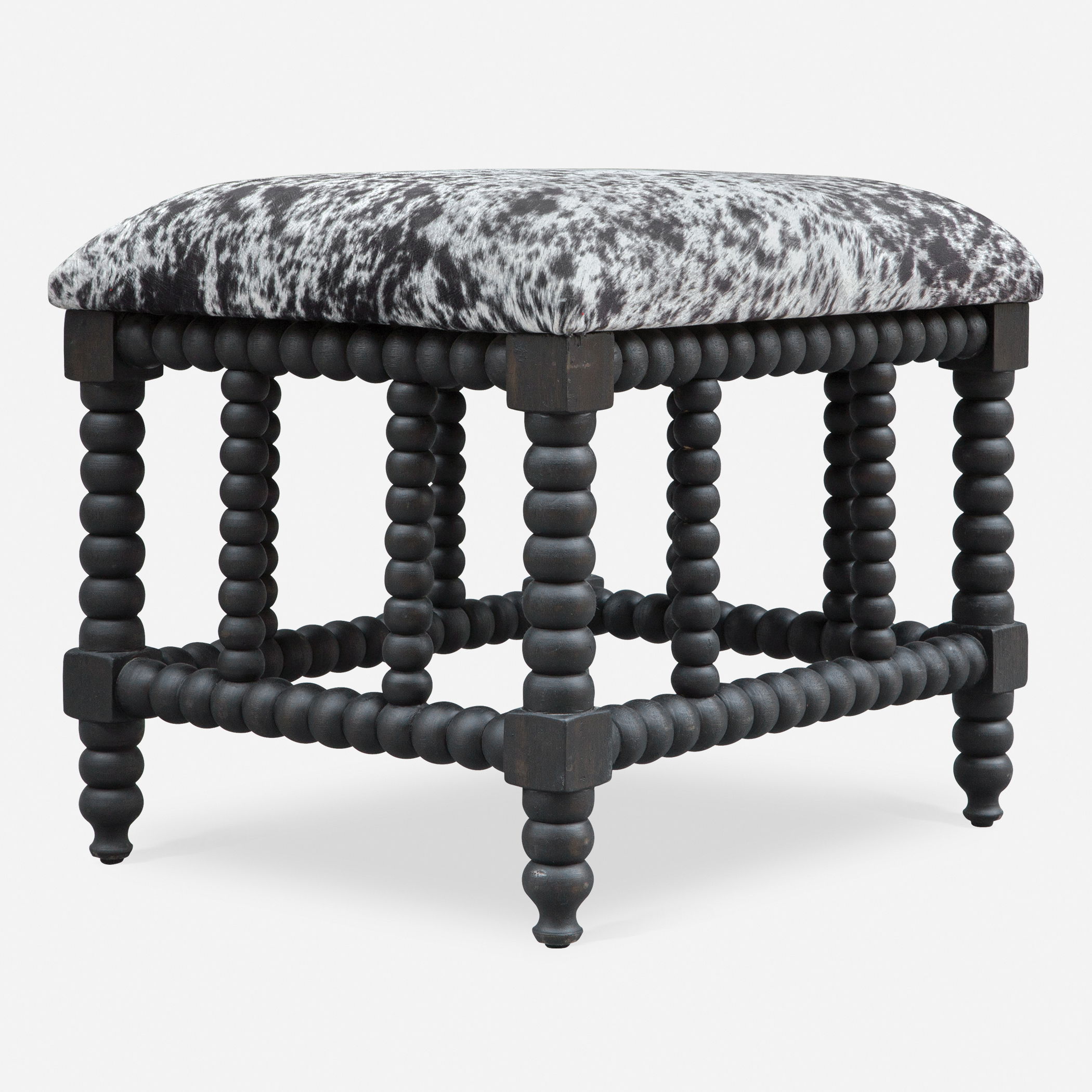 Rancho Faux Cow Hide Small Bench large image 