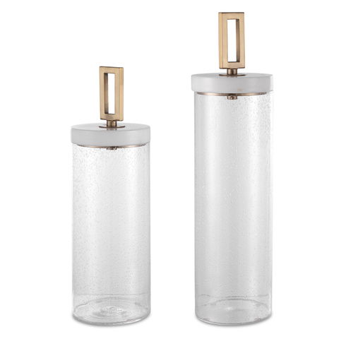Hayworth Seeded Glass Containers, Set/2