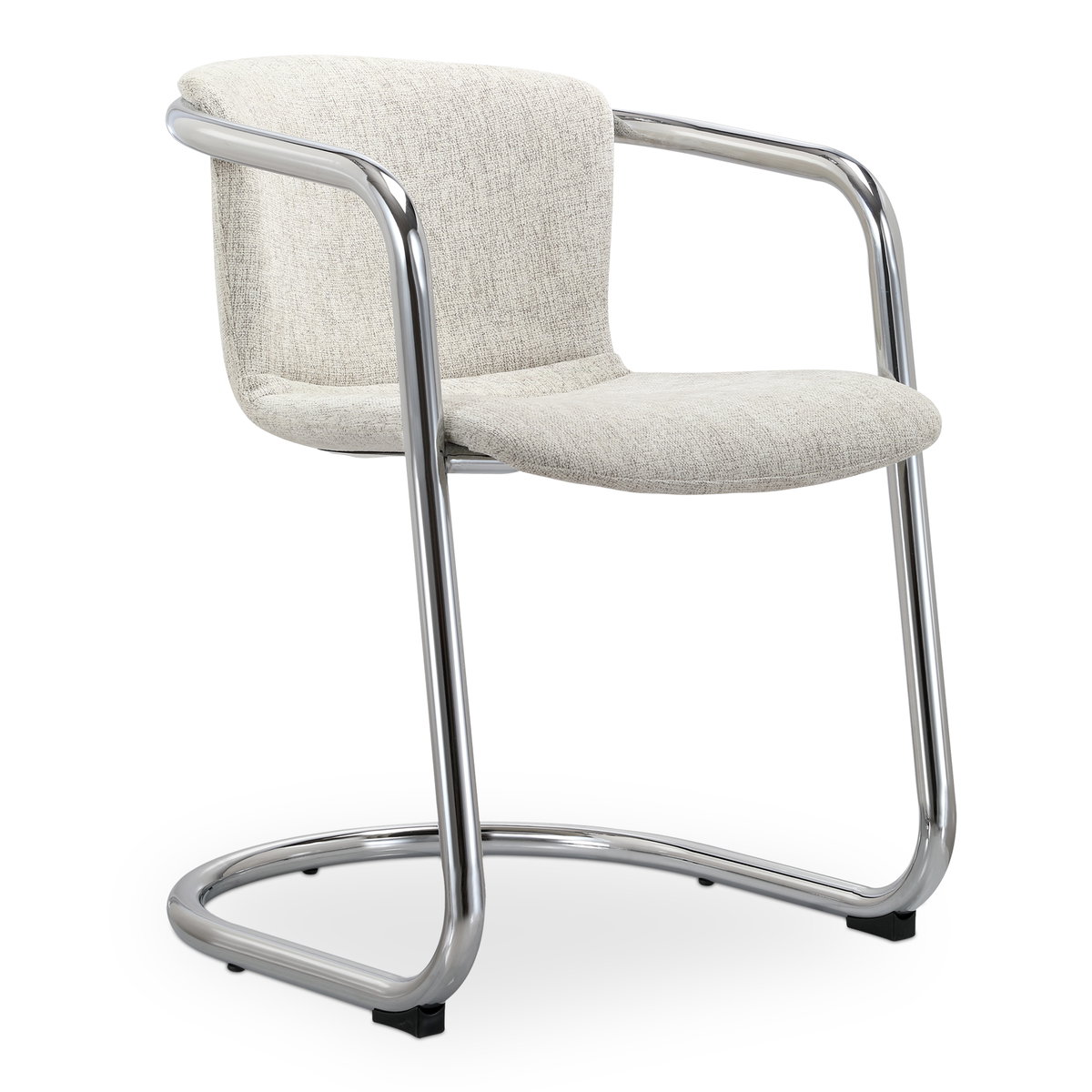 Freeman Chrome Frame Dining Chair Blended Cream - Set Of Two, by Moe's Home, 22" width x 30" height x 24" depth View 3