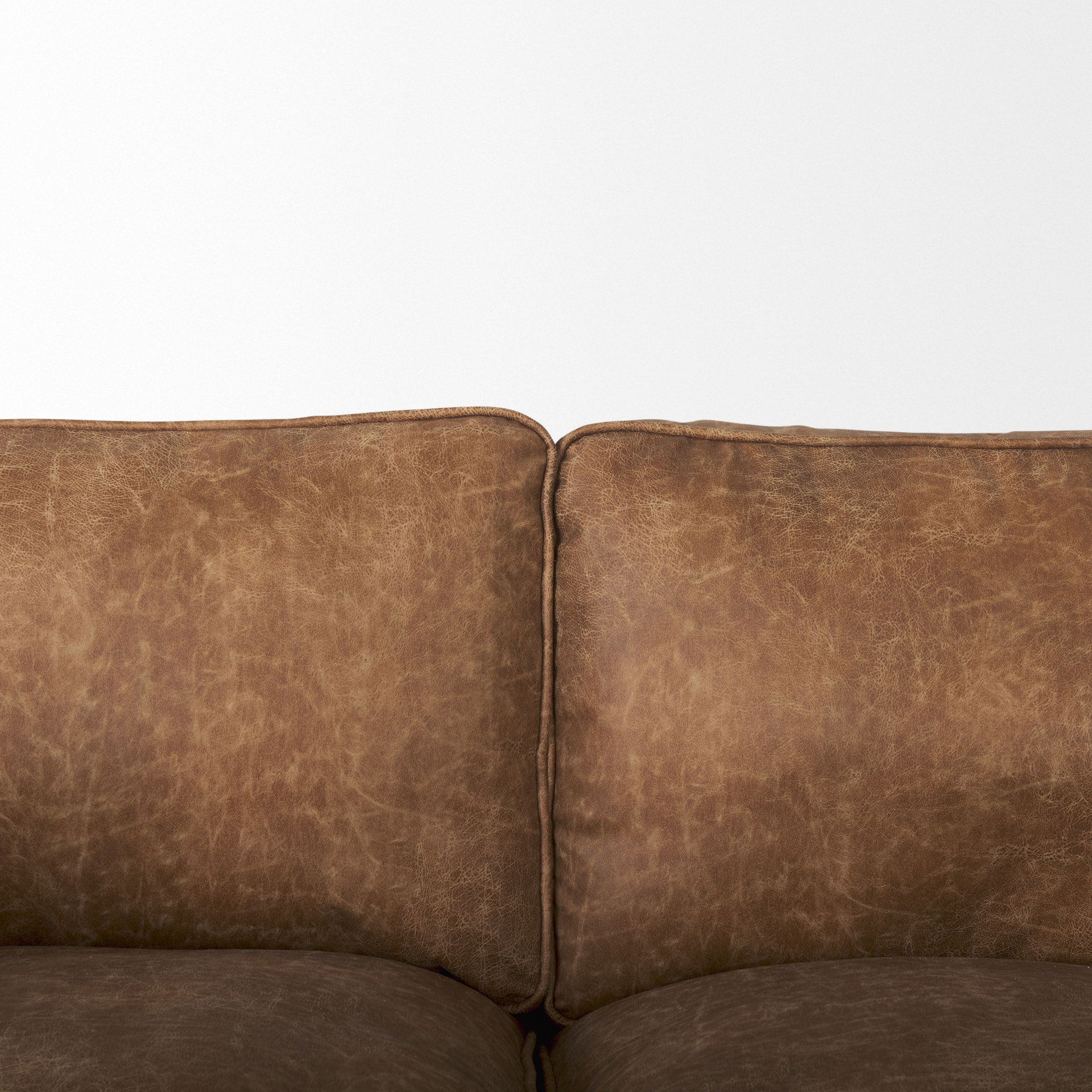 Brooks  Cognac Brown Faux Leather Three Seater Sofa with Medium Brown Wooden Legs large image 