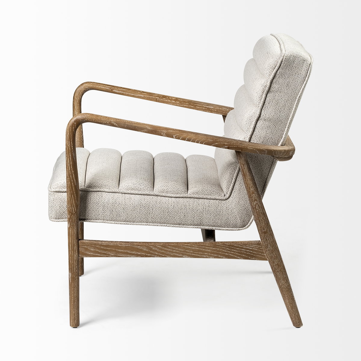 Ajax II Cream Fabric with Brown Wooden Frame Accent Chair, by Mercana, 27" length x 28" width x 30.5" height View 6
