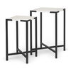 Lucas III (Set of 2) 15L x 15W; 12L x 12W White Marble with Black Iron Frame Accent Tables, Side & End Table by Mercana, 15" length x 15" width x 24" height thumbnail 1