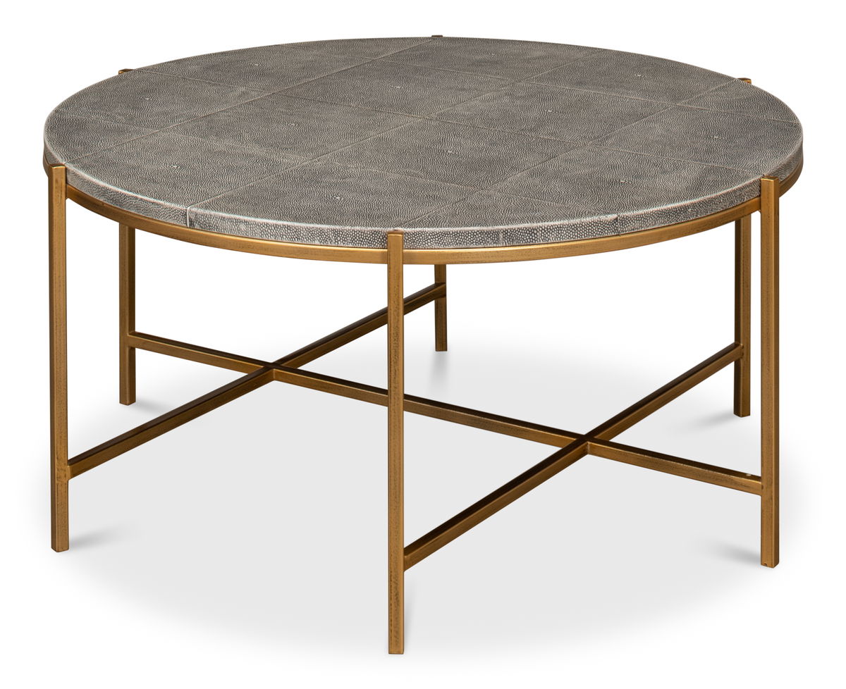 Grey Shagreen Coffee Table, by Sarreid, 2'10" length x 2'10" width x 1'4" height View 9