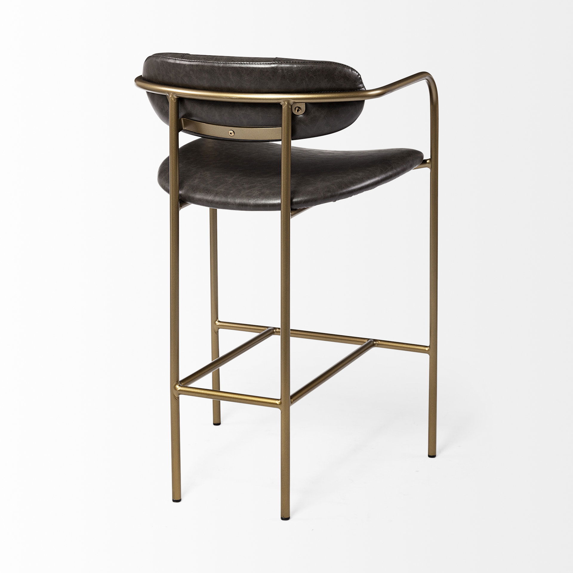 Parker Brown Faux Leather Seat Gold Metal Counter Stool, Counter & Bar Stool by Mercana, 19" length x 19.75" width x 36" height View 6
