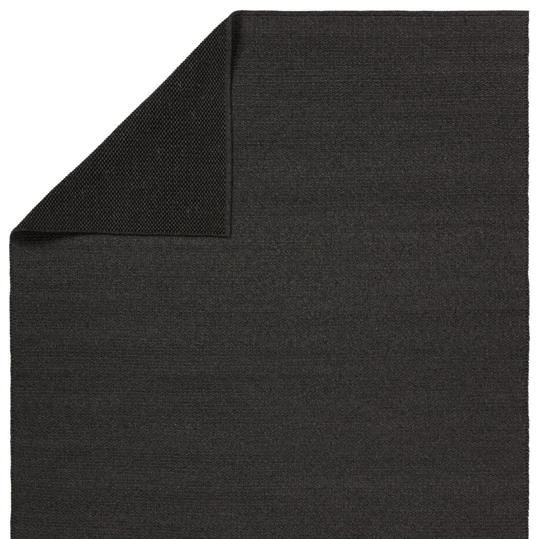 Rectangle Maverick Solid Color Hand Loomed Polypropylene/Polyester Indoor/Outdoor Area Rug in Char large image 