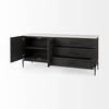Divina Black-Brown Wood with White Marble Top and Black Metal Base Sideboard, Sideboards & Buffet by Mercana, 71" length x 18.5" width x 32" height thumbnail 10