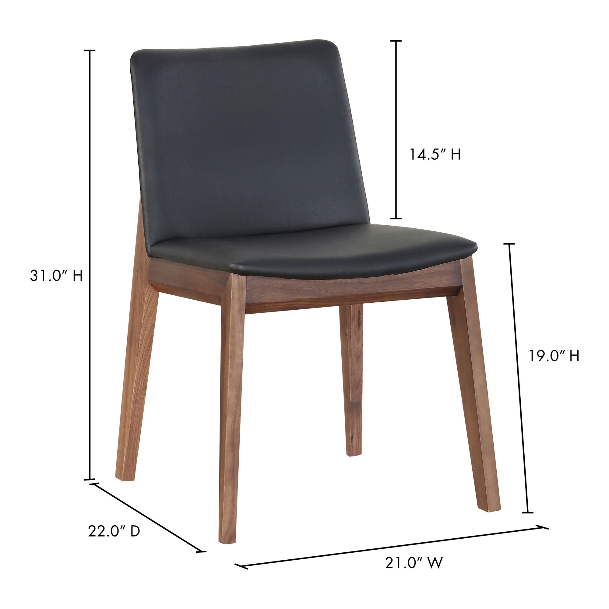 Deco Dining Chair Ebony Pvc - Set Of Two, by Moe's Home, 21" width x 31" height x 21" depth View 9