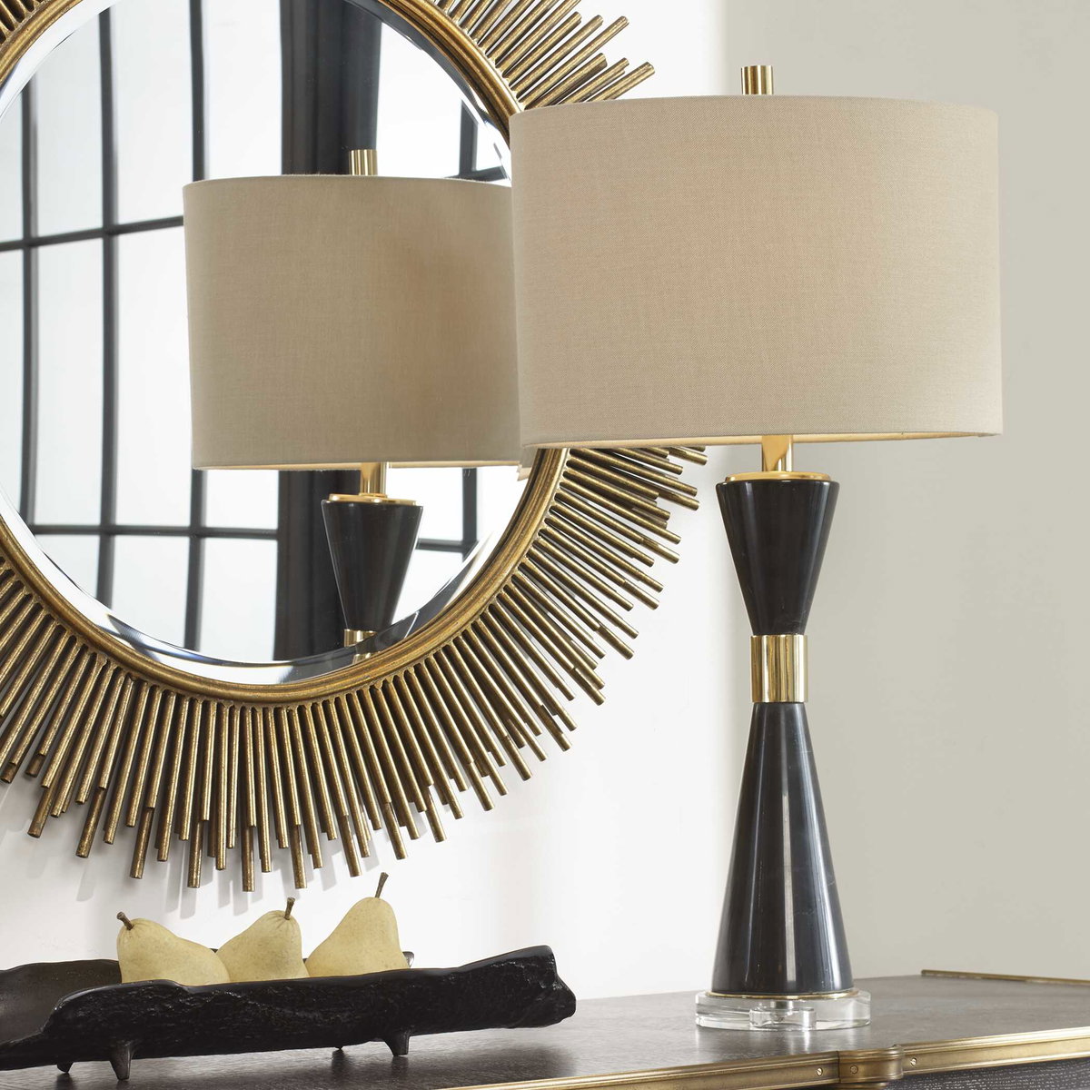 Alastair Black Marble Table Lamp, by Uttermost, 1'4" width x 2'5.62" height x 10" depth View 2