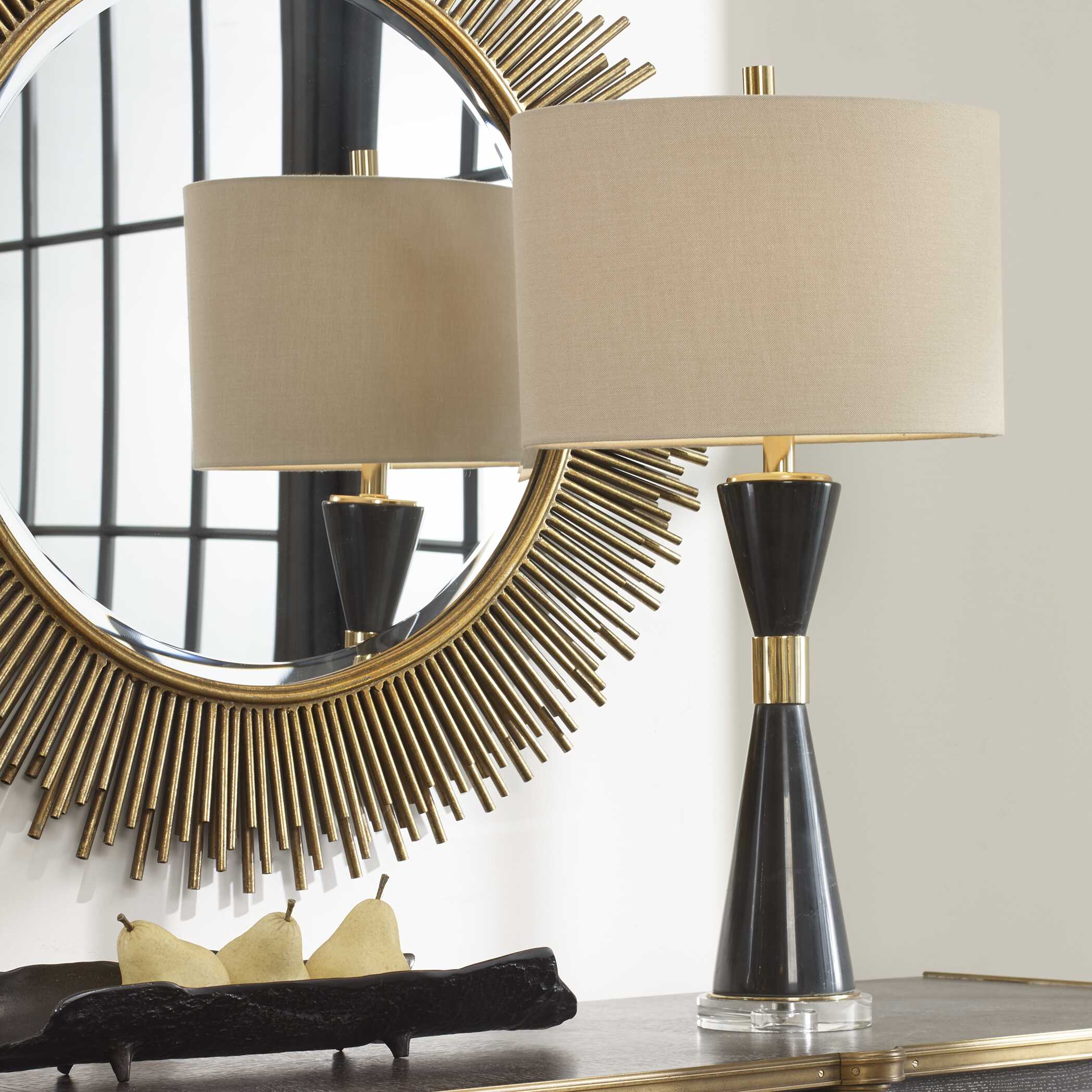 Alastair Black Marble Table Lamp large image 