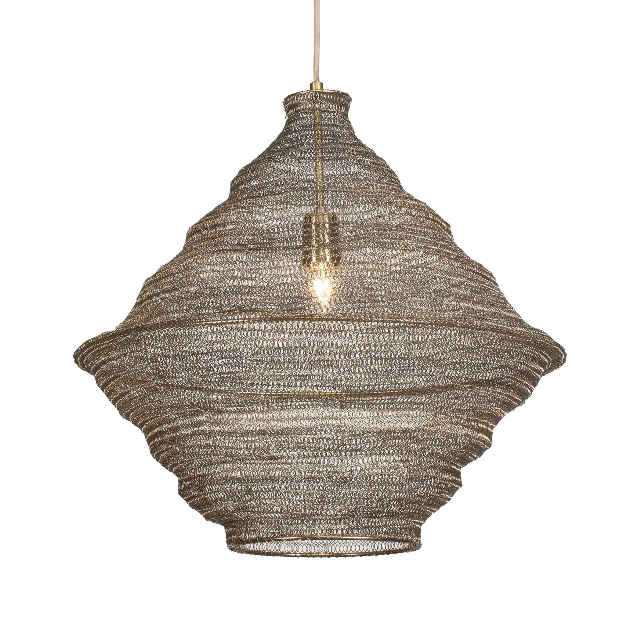 Sigh Woven Brass 1 Light Pendant, Ceiling Light by Uttermost, 20" width x 20.6" height x 20" diameter x 20" depth View 1