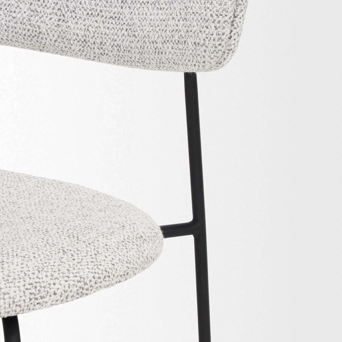 Casey Curved Back Dining Side Chair | Gray Fabric with Black Metal, Dining Chair by Mercana, 21.26" length x 20.08" width x 31.25" height View 13