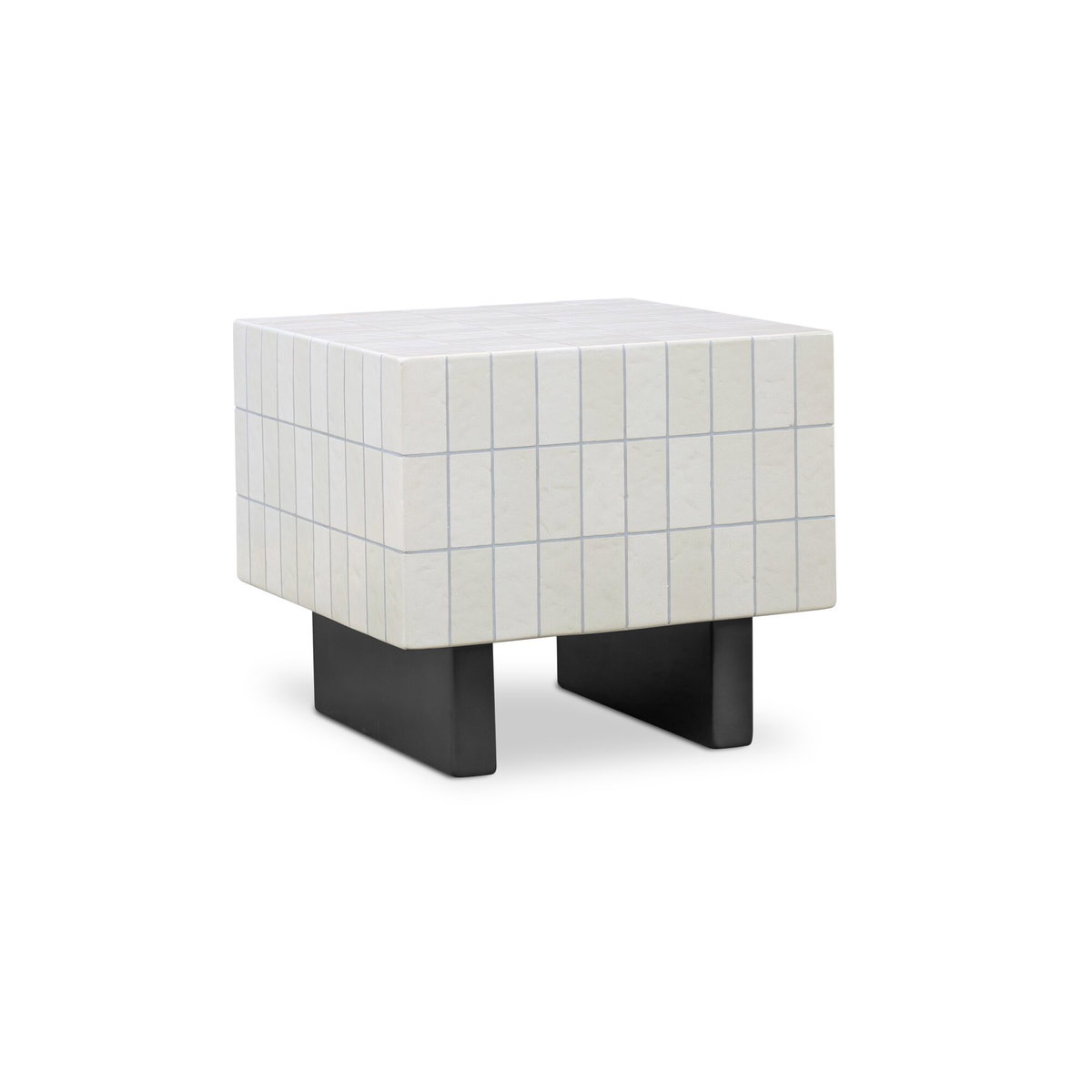 Farren Outdoor Side Table Cream, Outdoor Table by Moe's Home, 1'8" width x 1'6" height x 1'8" depth View 2