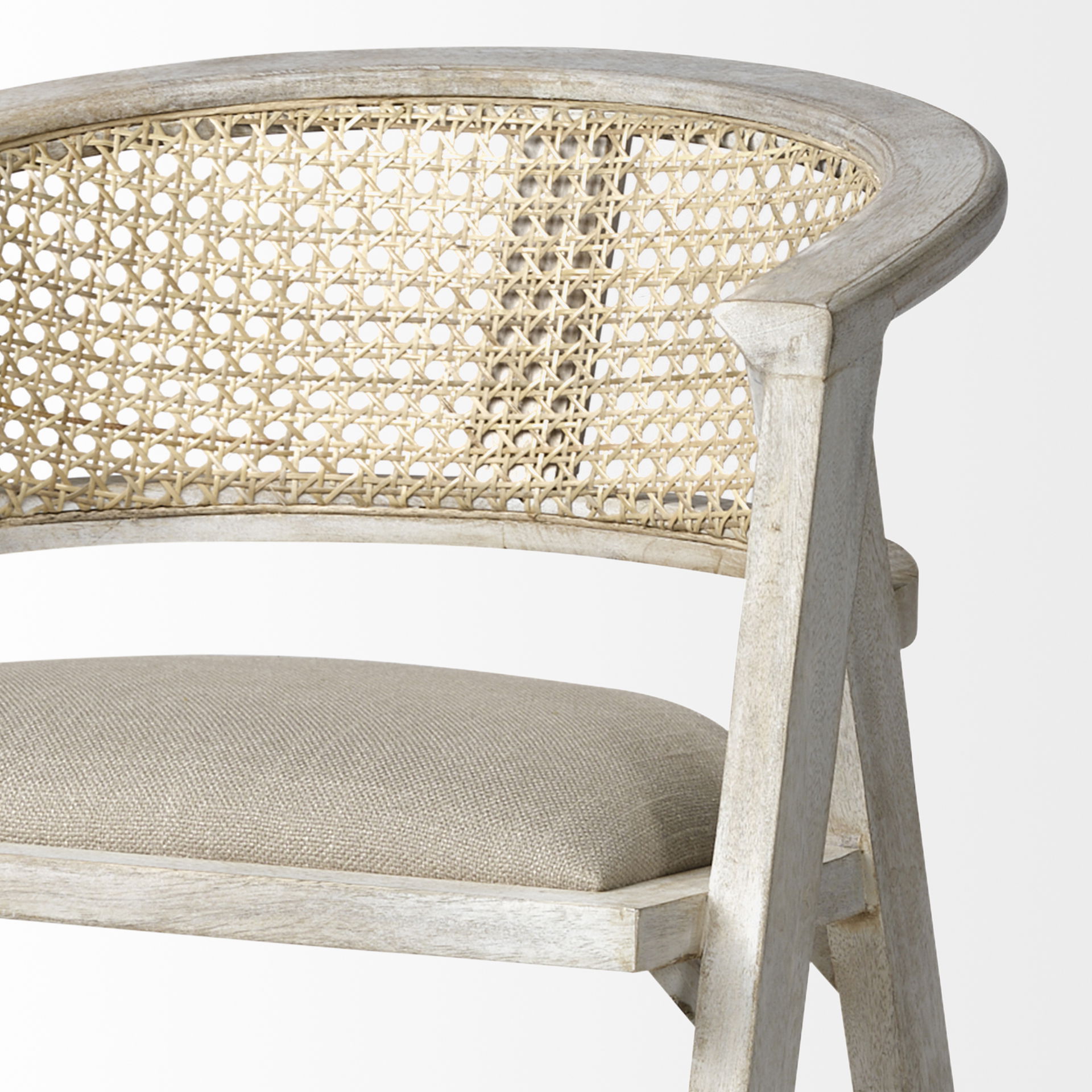 Tabitha 30.75' Seat Height Beige Fabric/Rattan Seat Blonde Wood Frame Bar Stool large image 