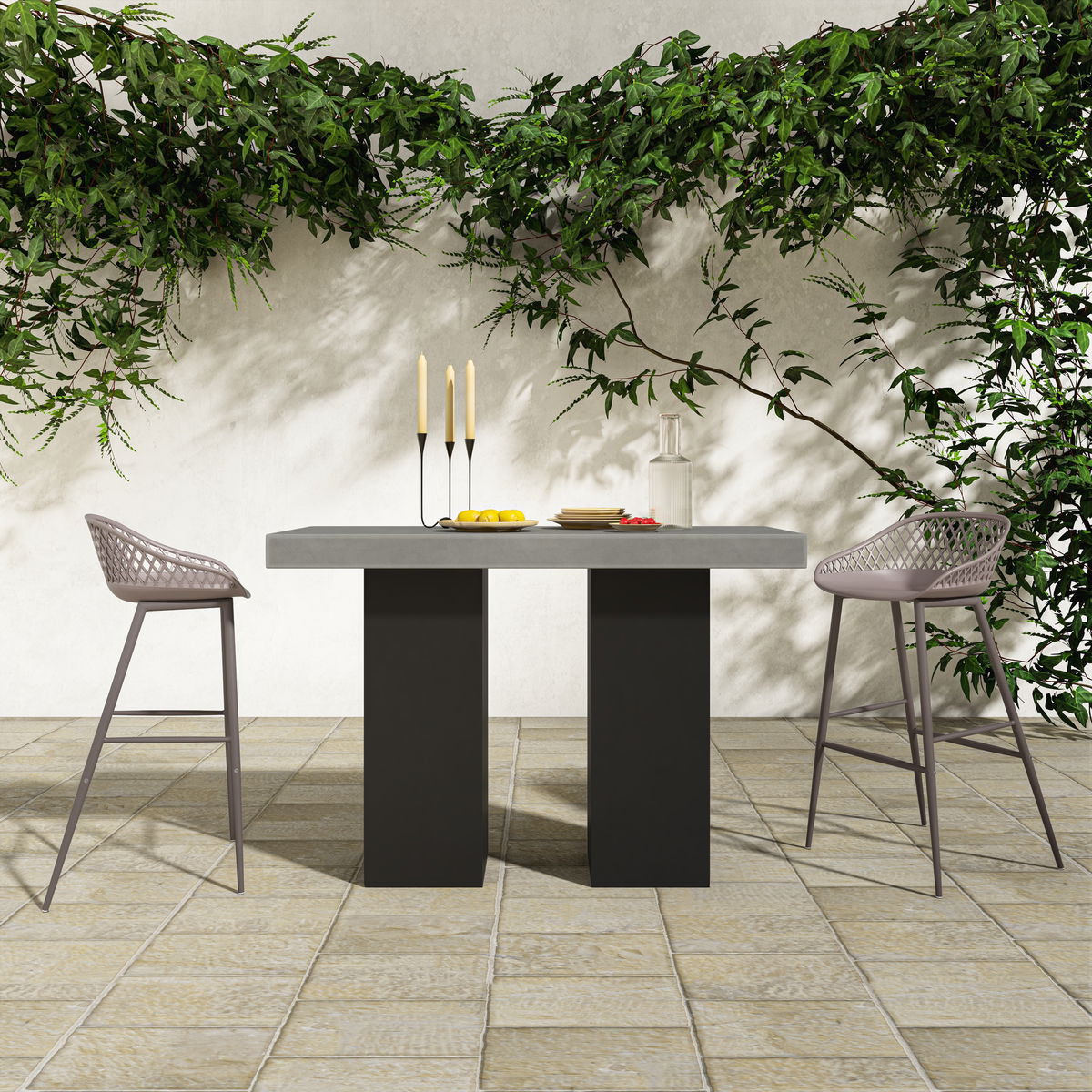 Piazza Outdoor Barstool Grey - Set Of Two, Outdoor Chair by Moe's Home, 1'7.29" width x 3'1.2" height x 1'7.68" depth View 11