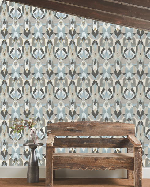 Malta Neutal & Blue Wallpaper
