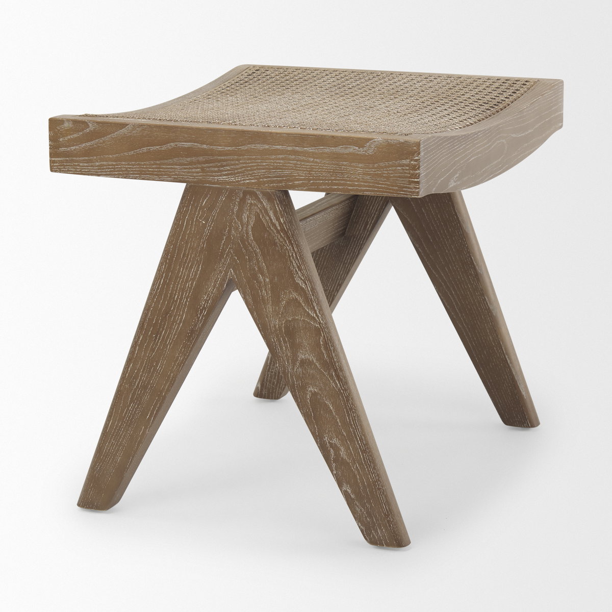 Arvin  Medium Brown Wooden Stool, Benche by Mercana, 21.65" length x 17.72" width x 18.11" height View 6