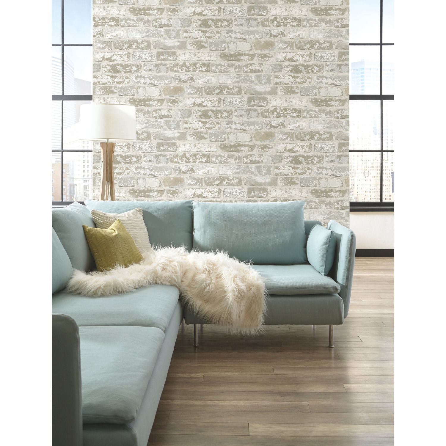 Up the Wall Off White & Grey Wallpaper large image 