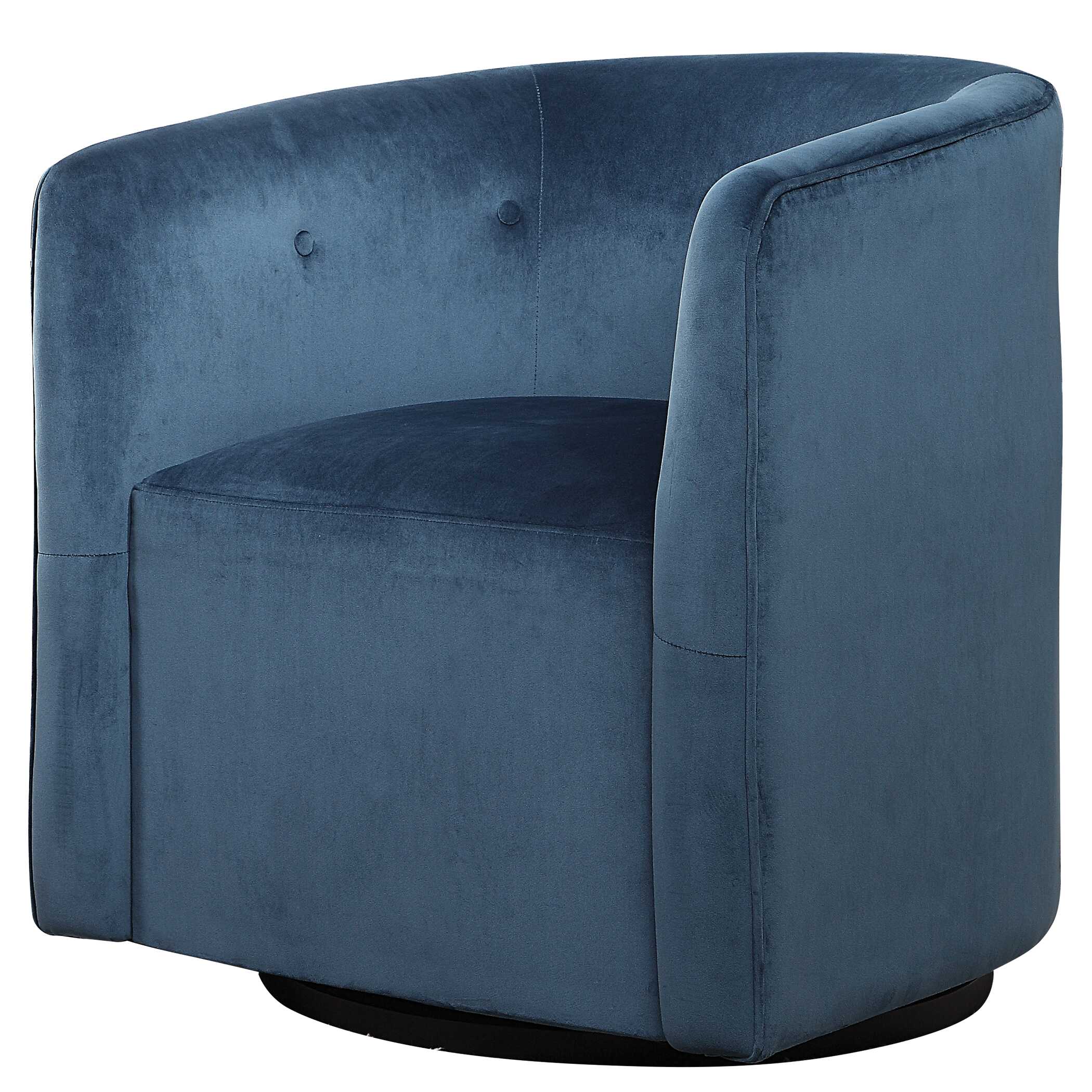 Mallorie Blue Swivel Chair, Furniture by Uttermost, 28.5" width x 30.75" height x 28.5" depth View 4