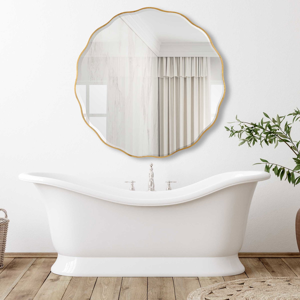Aneta Large Gold Round Mirror, by Uttermost, 5' width x 5' height x 0.67" depth View 2